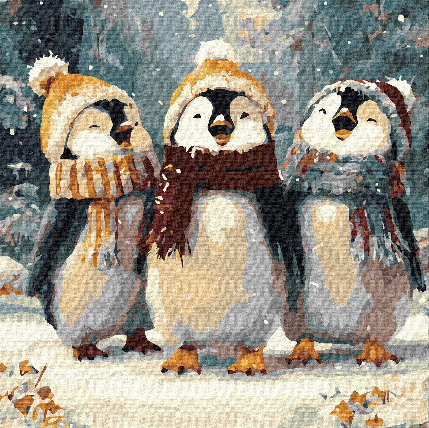 Набір для розпису по номерах 40*40 см "Щасливі співи", KHO6856, ТМ "Ideyka"