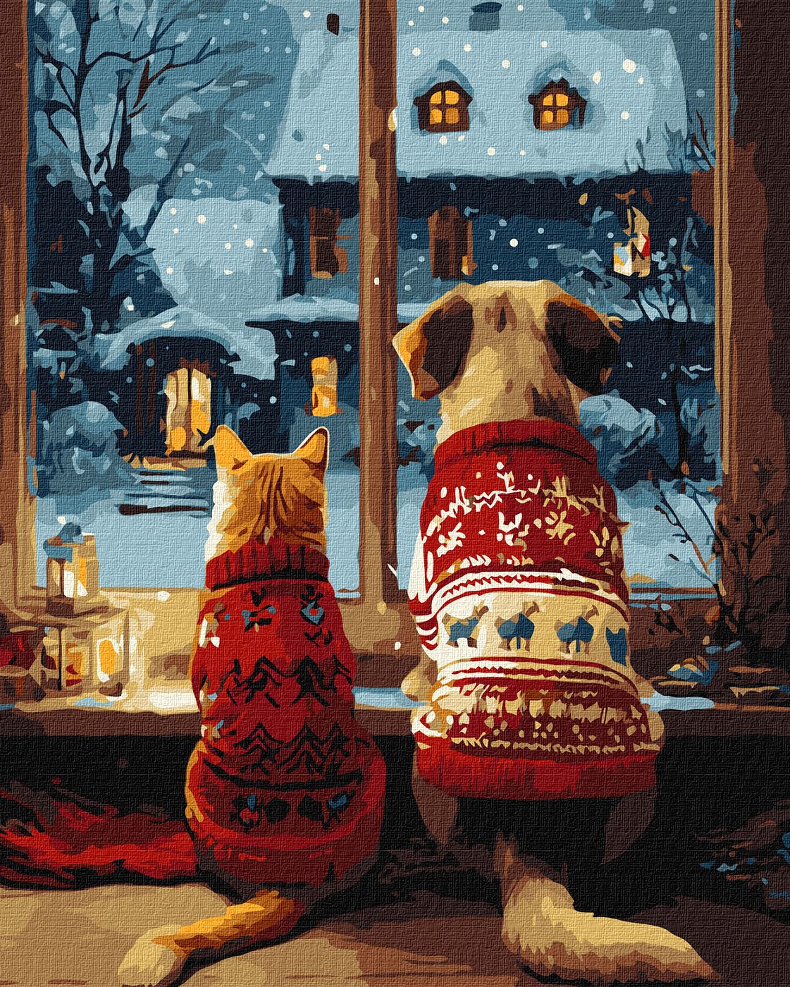 Набор для росписи по номерам 40*50 см "Уют пушистиков", KHO6834, ТМ "Ideyka"