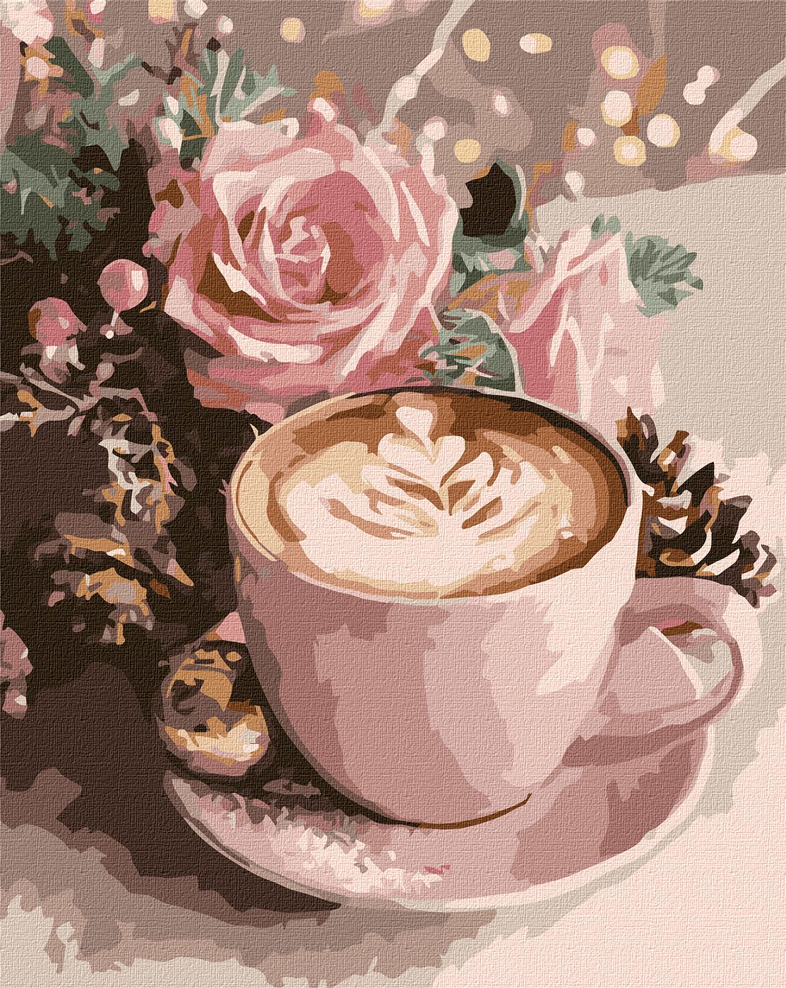 Набор для росписи по номерам 40*50 см "Новогоднее капучино с красками металлик", KHO5743, ТМ "Ideyka"