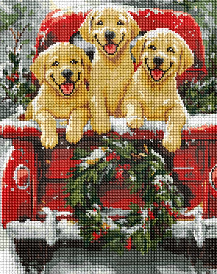 Набір з алмазною мозаїкою "Собача поїздка" 40*50 см, AMO20006, ТМ "Ideyka"