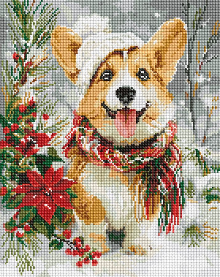 Набір з алмазною мозаїкою "Щасливий песик" 40*50 см, AMO20014, ТМ "Ideyka"