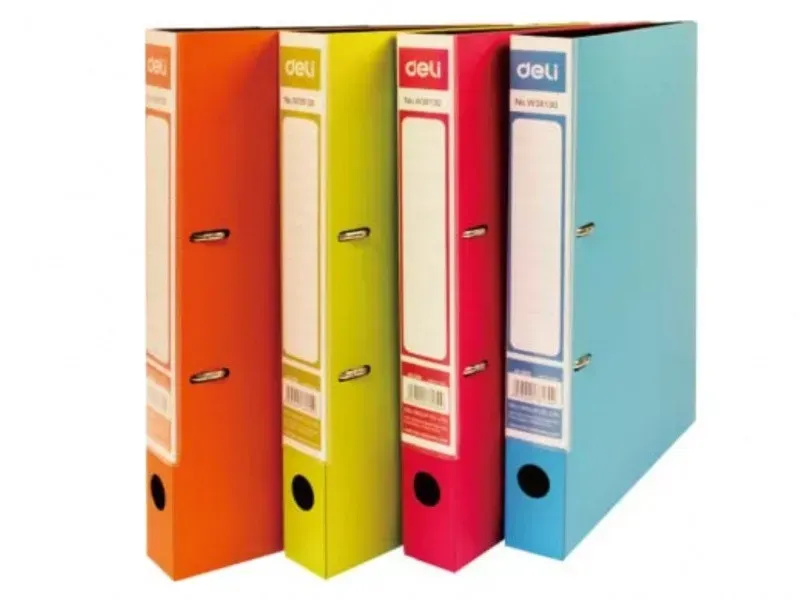 Папка А4 пластиковая, 2 кольца, 40мм Неон, 1050мкм микс. Deli 38130