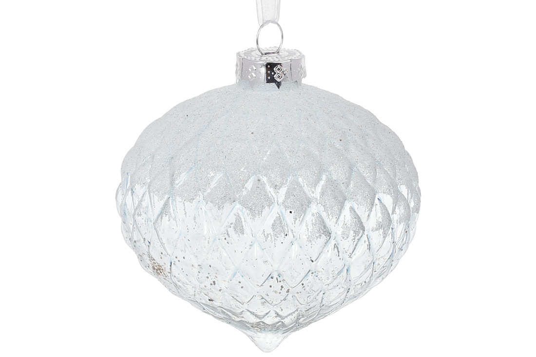 Прикраса ялинкова 10 см з декором з гліттера, зимове небо, 118-907