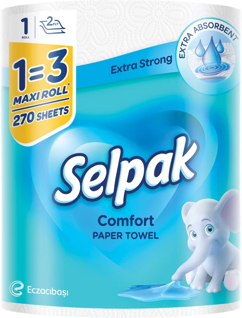 Рушник кухонний білий Selpak Comfort  MAXI 1=3 , 32363700