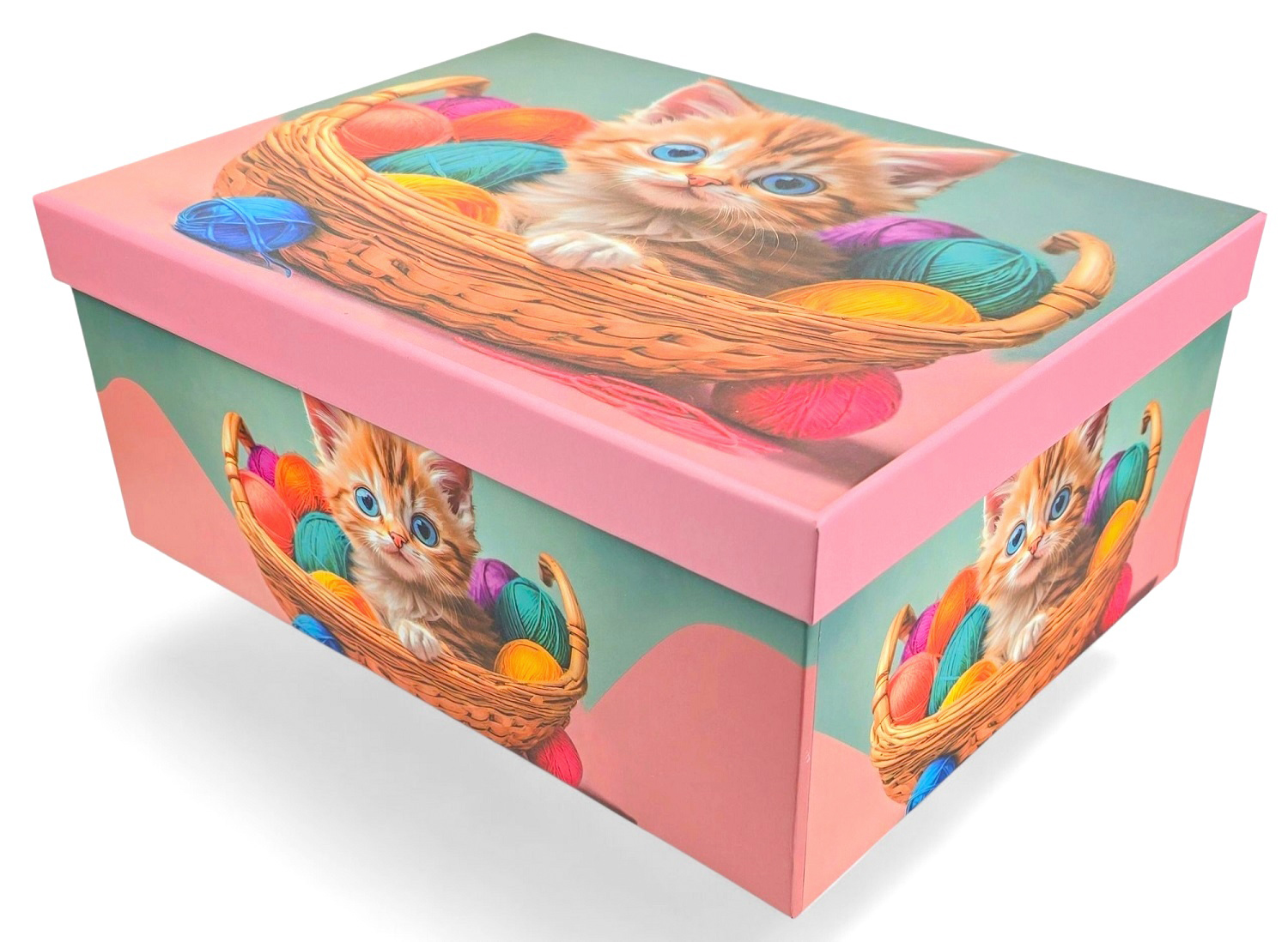 Подарункова коробка прямокутна, "Кошеня в кошику", 23*16,5*9,5 см, 111028613