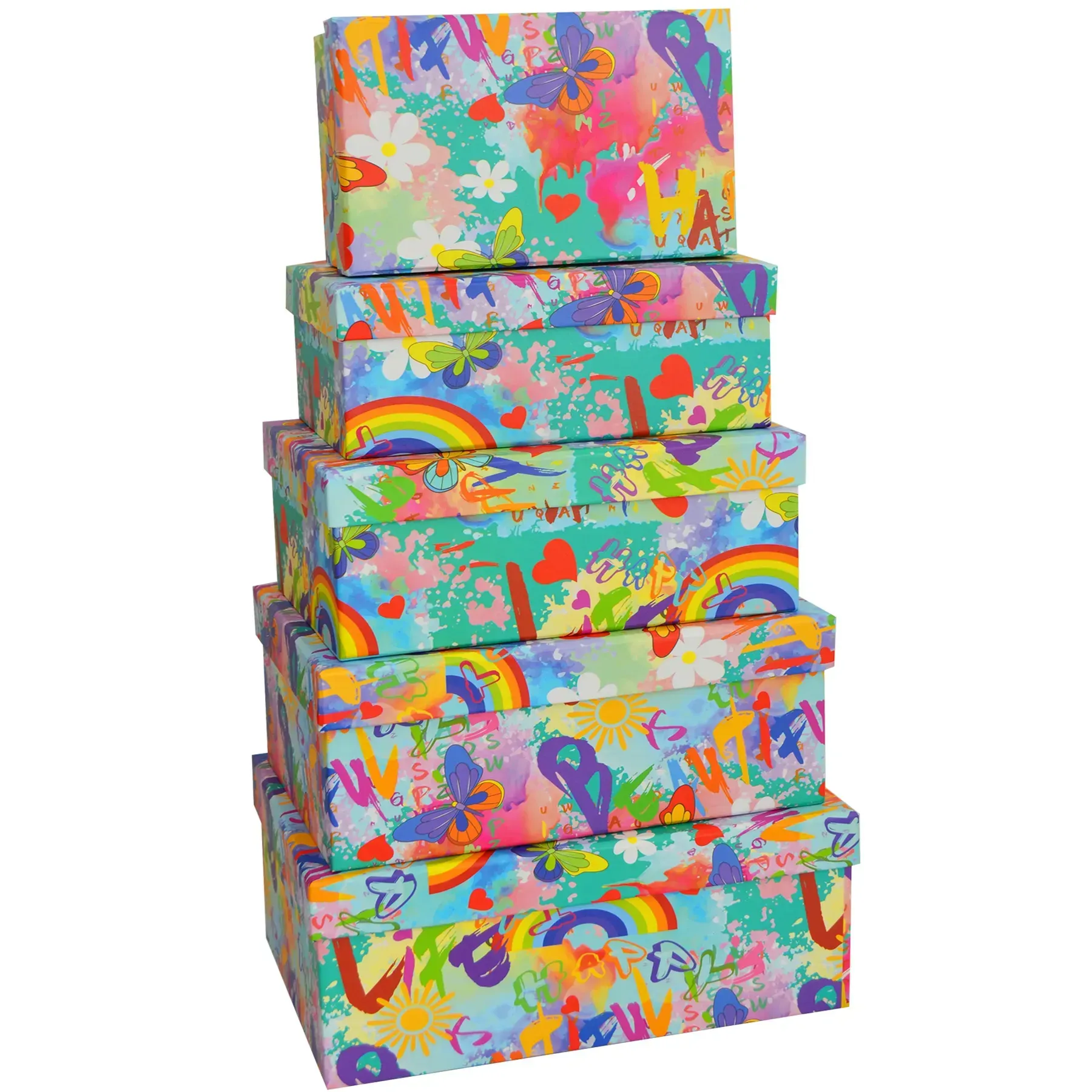 Подарункова коробка прямокутна, "Веселкова", 20,5*14*8,5 см, 110541962