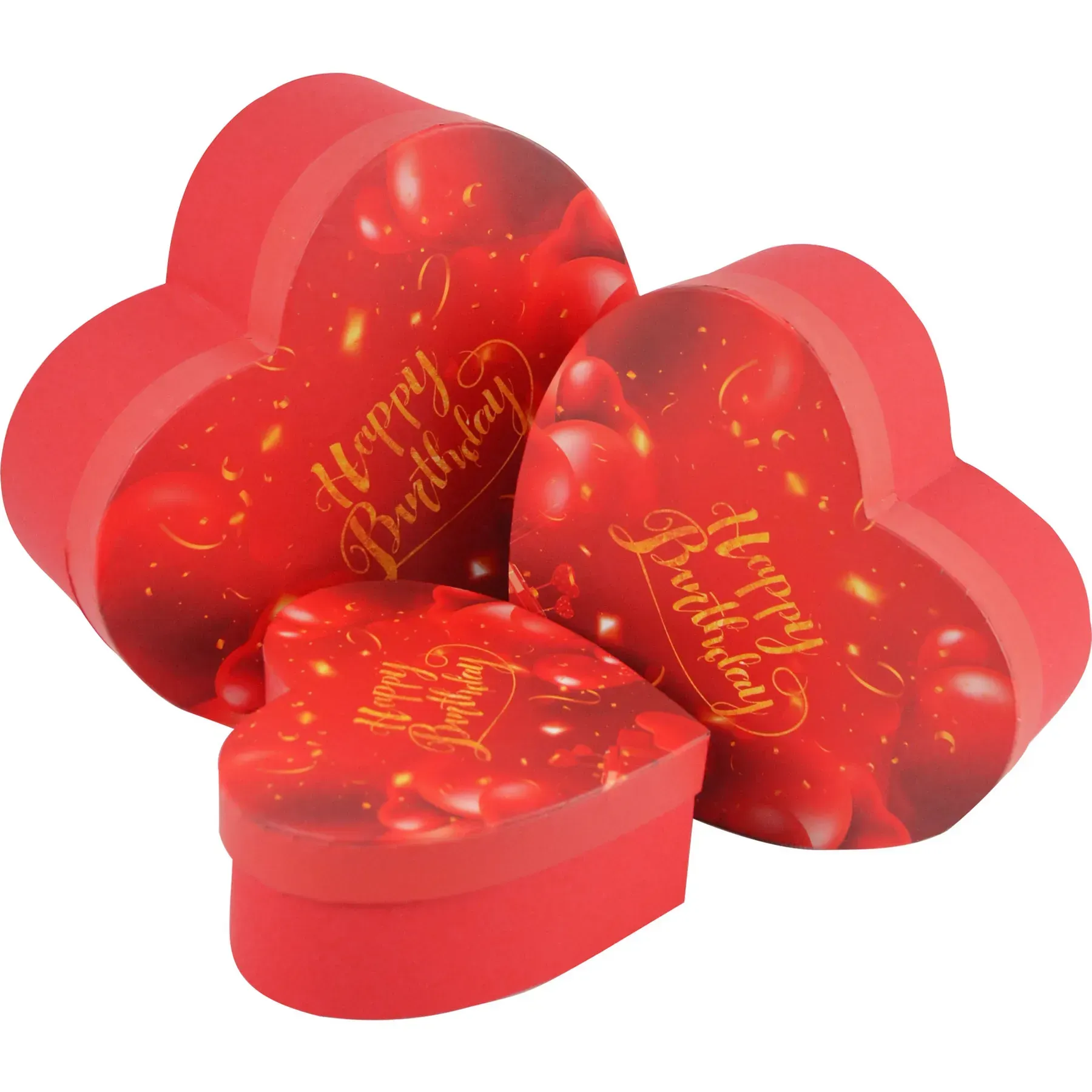 Подарункова коробка у вигляді серця, червона "Happy birthday", 16*14*6 см, 270390381