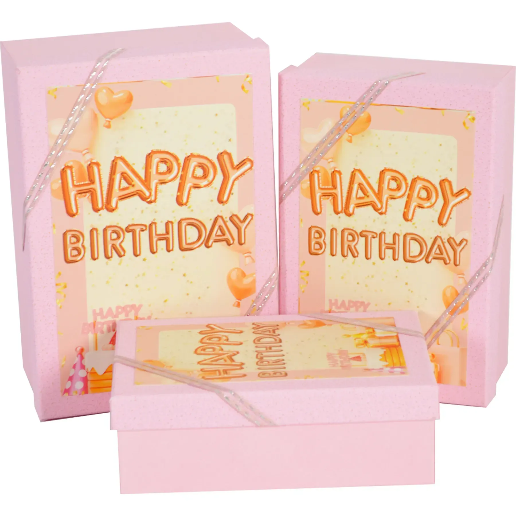 Подарункова коробка прямокутна, рожева "Happy birthday", 19*12*6,5 см, 1103461501