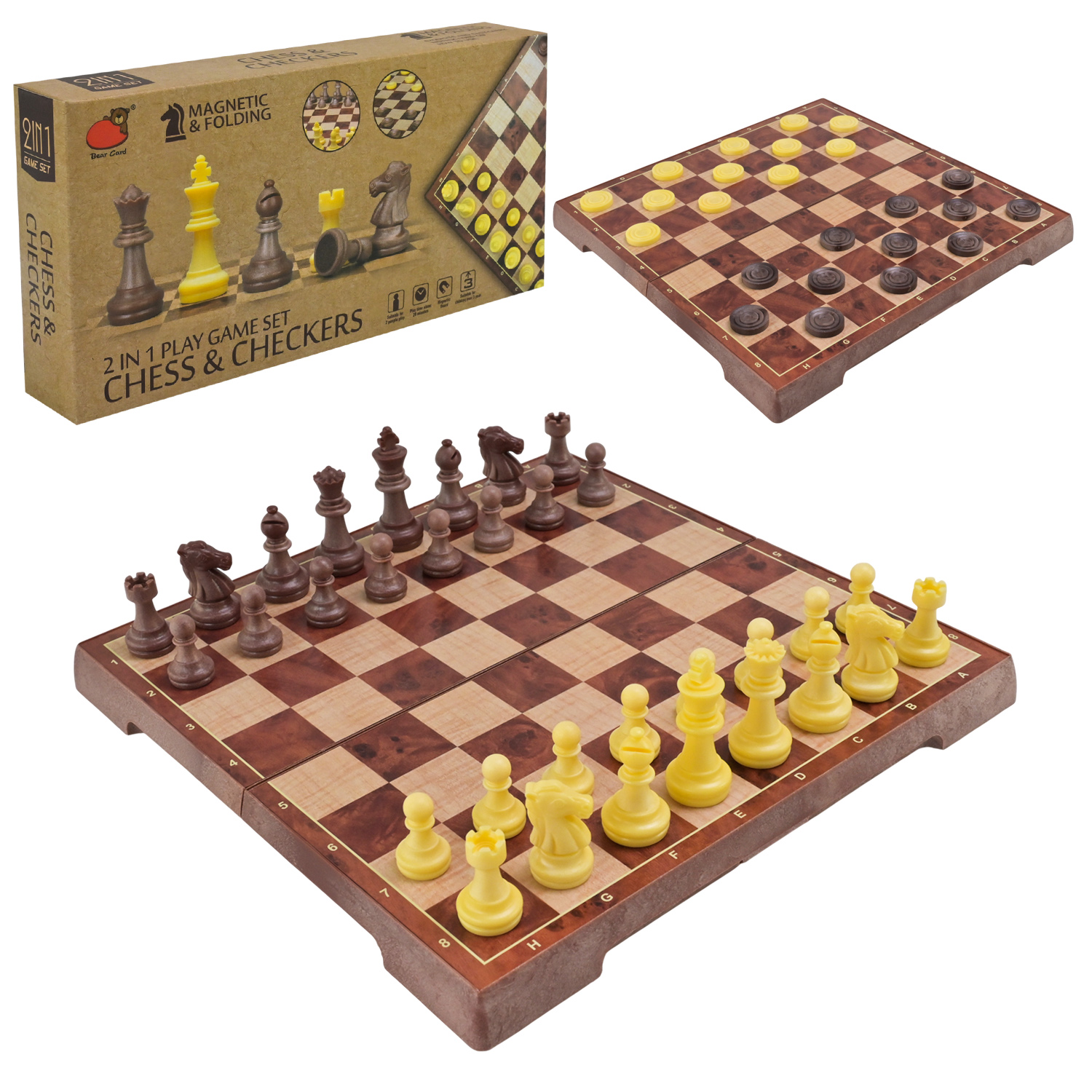 Игра настольная "Шахматы" магнитные 2 в 1 короб, 2258