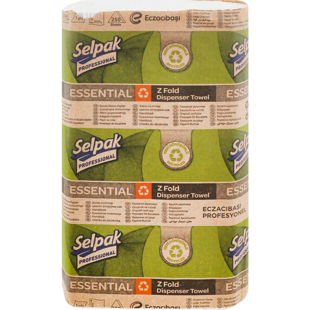 Полотенце бумажные Selpak Pro Essential макулатурный Z 1-шар. 250 лист, 32660340
