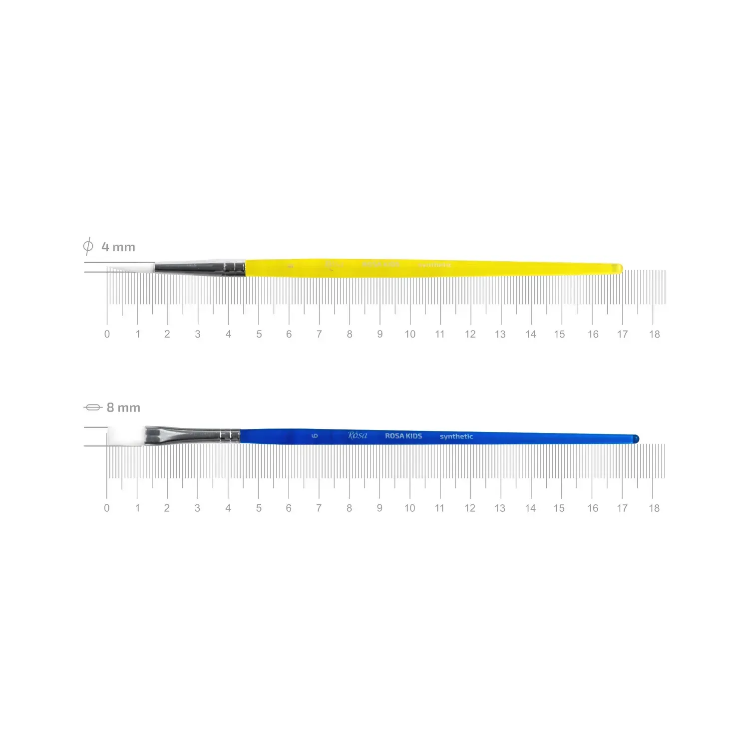 Набор кистей 2, синтетика, 2шт: круглая (№6), плоская (№6), ROSA Kids 2