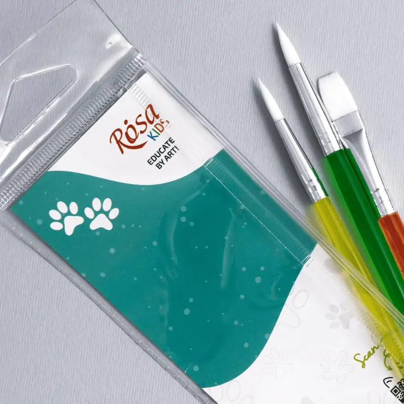 Набор кистей 3, синтетика, 3шт: круглая (№6,8), плоская (№10), ROSA Kids 1