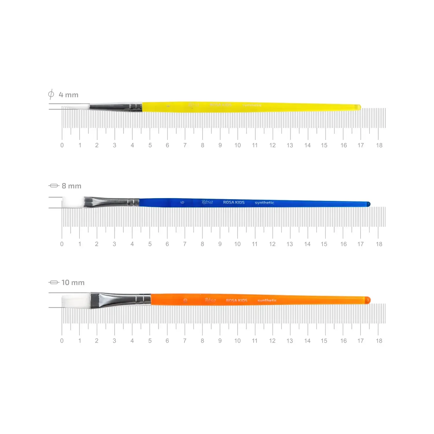 Набор кистей 4, синтетика, 3шт: круглая (№6), плоская (№6,10), ROSA Kids 2