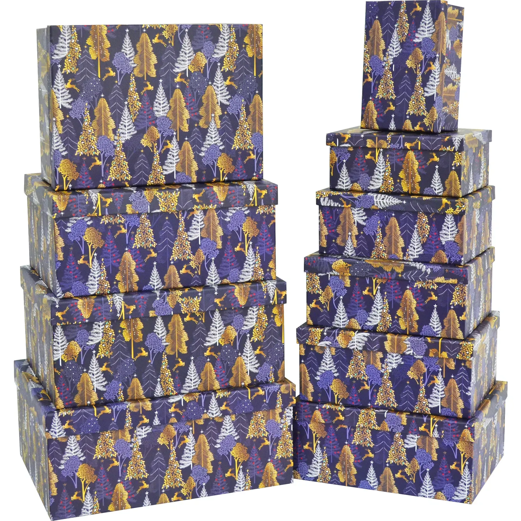 Подарункова коробка прямокутна, Christmas trees, синя, 35*27*15,5 см, 141005409