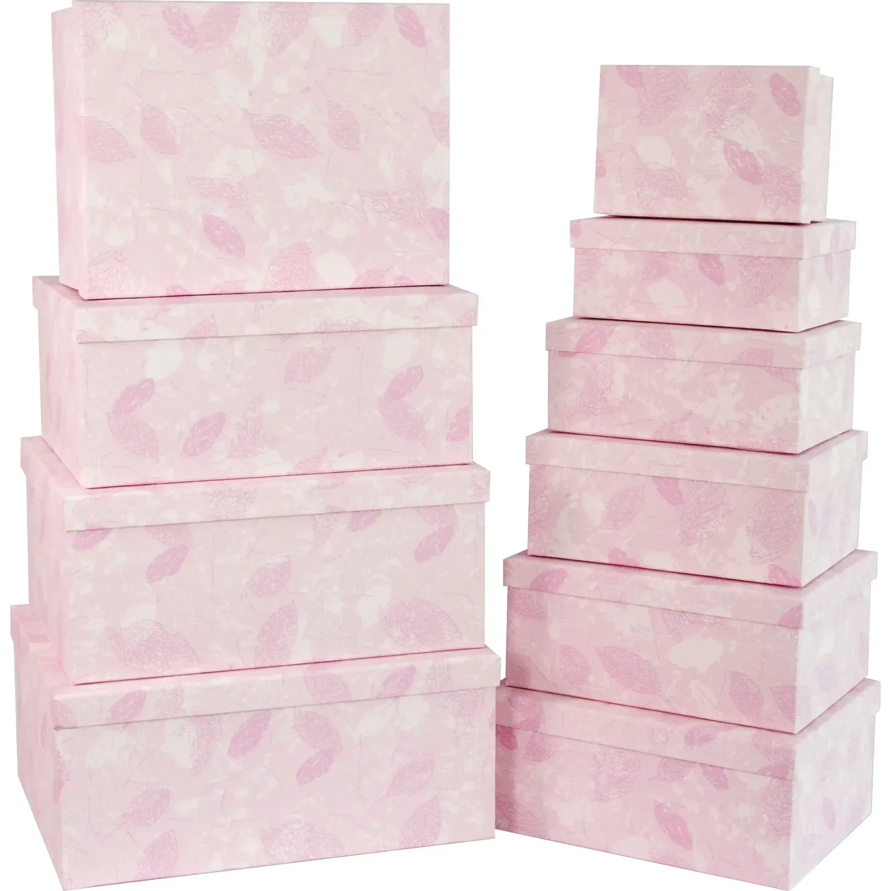 Подарункова коробка прямокутна, "Листя", рожева, 37,5*29*16 см, 1110252210