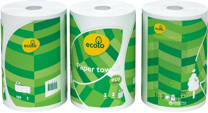 Полотенца бумажные Ecolo двухслойные, 1 рулон, 58770500