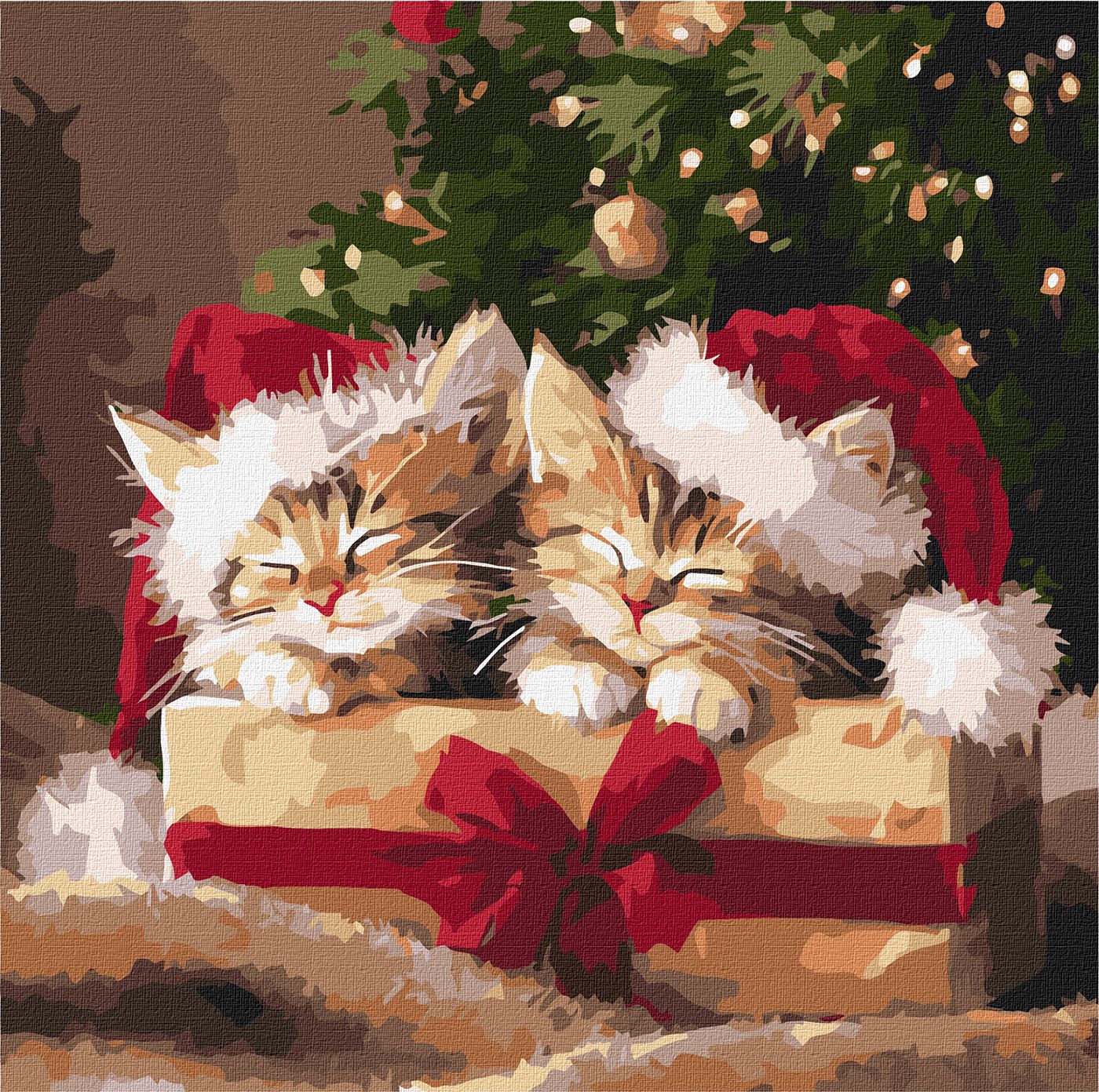 Набір для розпису по номерах 40*40 см "Пухнасті подарунки", KHO6827, ТМ "Ideyka"