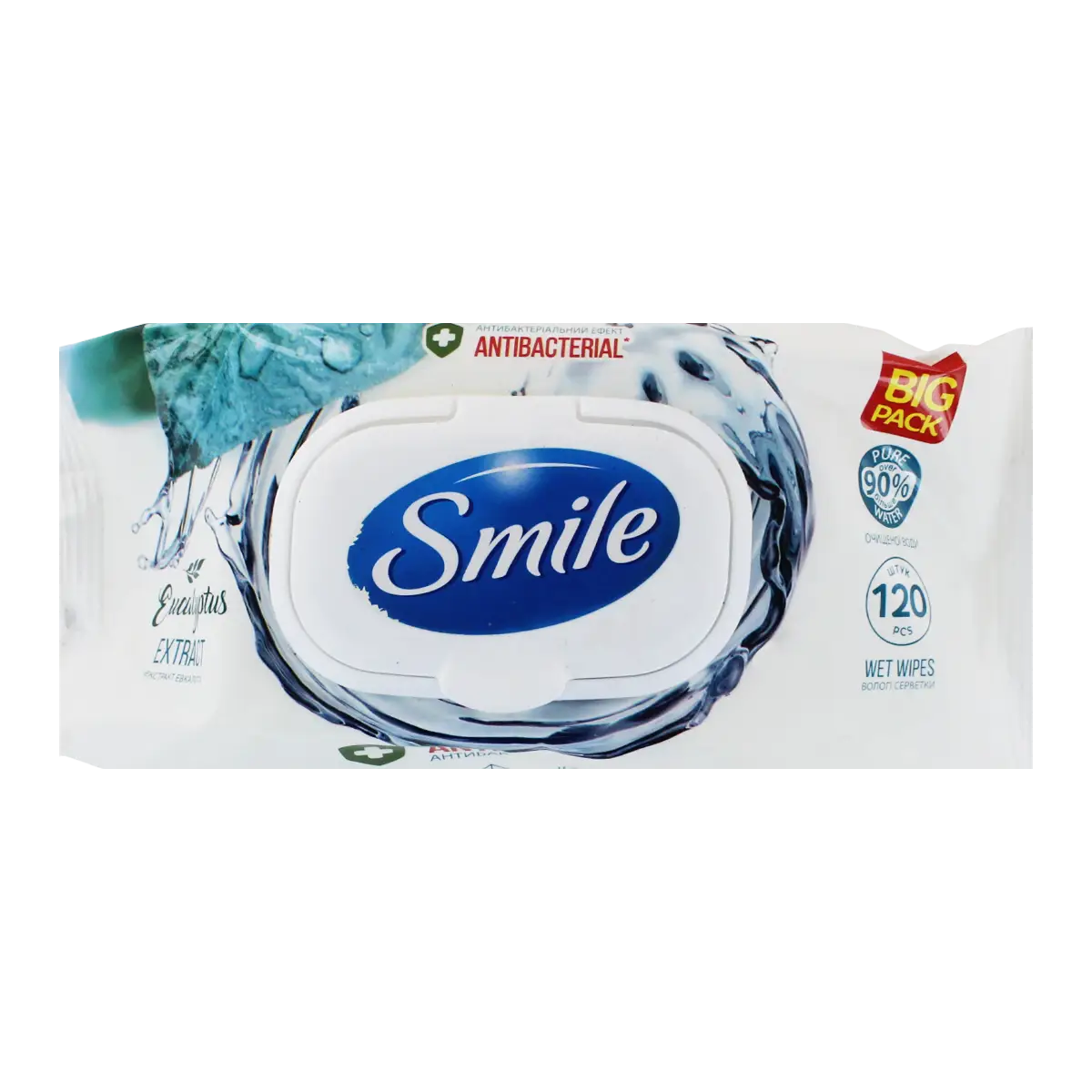 Салфетки влажные SMILE с экстрактом эвкалипта, с клапаном, 120 шт. 42224390