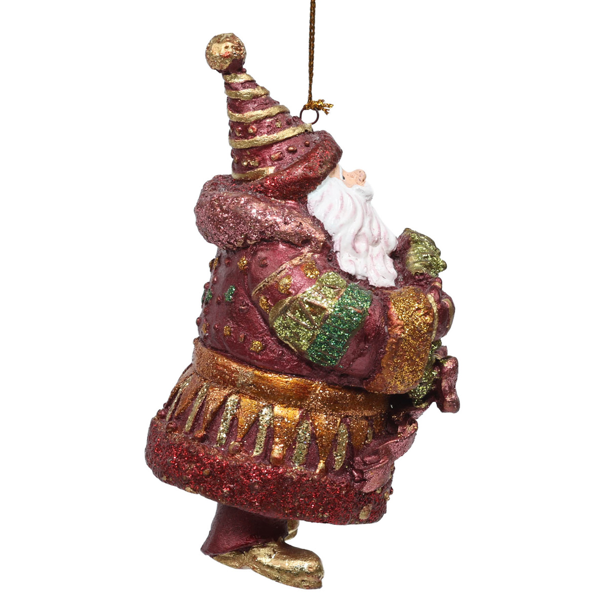 Подвеска новогодняя Фигурка Санта с веночком 13 см красно-оранжевый, 43972 ТМ "Floristik" 1