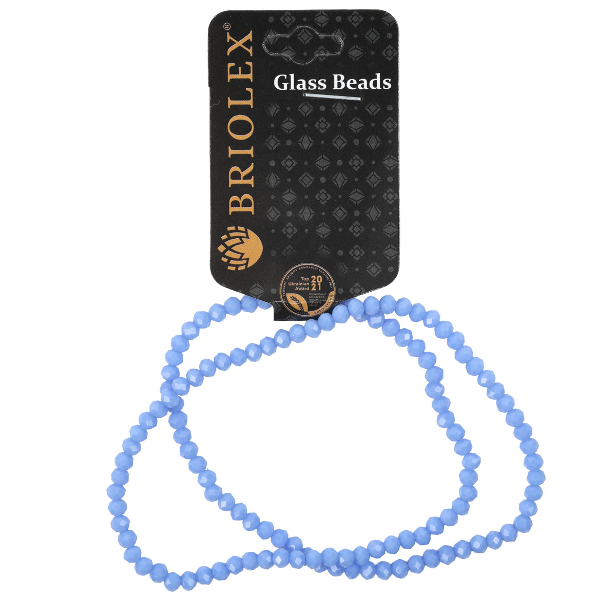 Намистини скляні грановані A040-Rondelle-100-D1, 4 мм, 1 нитка, A482-Light Sapphire Opaque