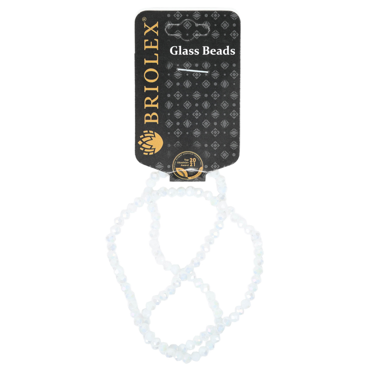 Бусины стеклянные граненные A040-Rondelle-100-D1, 4 мм, 1 нить, B401-White Opaque AB