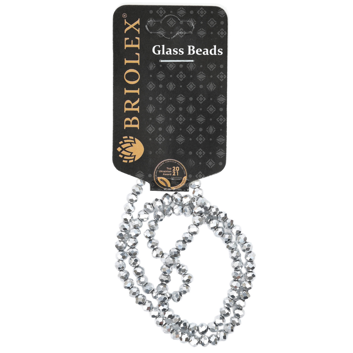 Бусины стеклянные граненные A040-Rondelle-100-D1, 4 мм, 1 нить, N000-White Silver