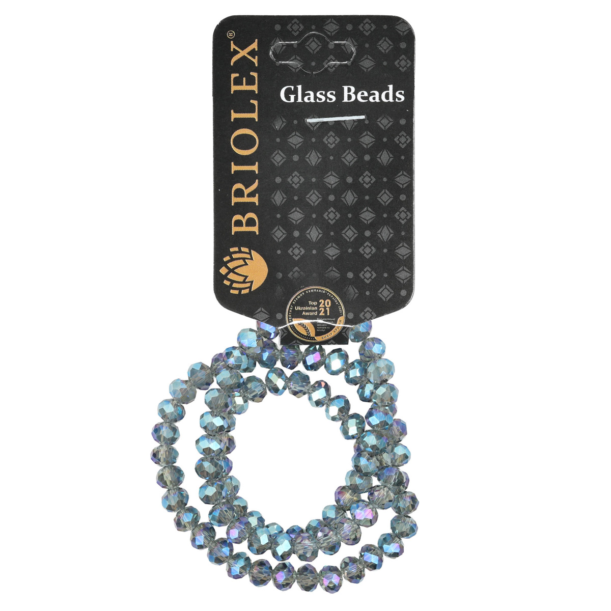 Бусины стеклянные граненные A040-Rondelle-100-D1, 6 мм, 1 нить, J001-Blue Topaz on Crystal