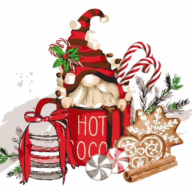 Набор для росписи по номерам 40*40 см "Гном со вкусностями", FF-1001 ТМ "Strateg"