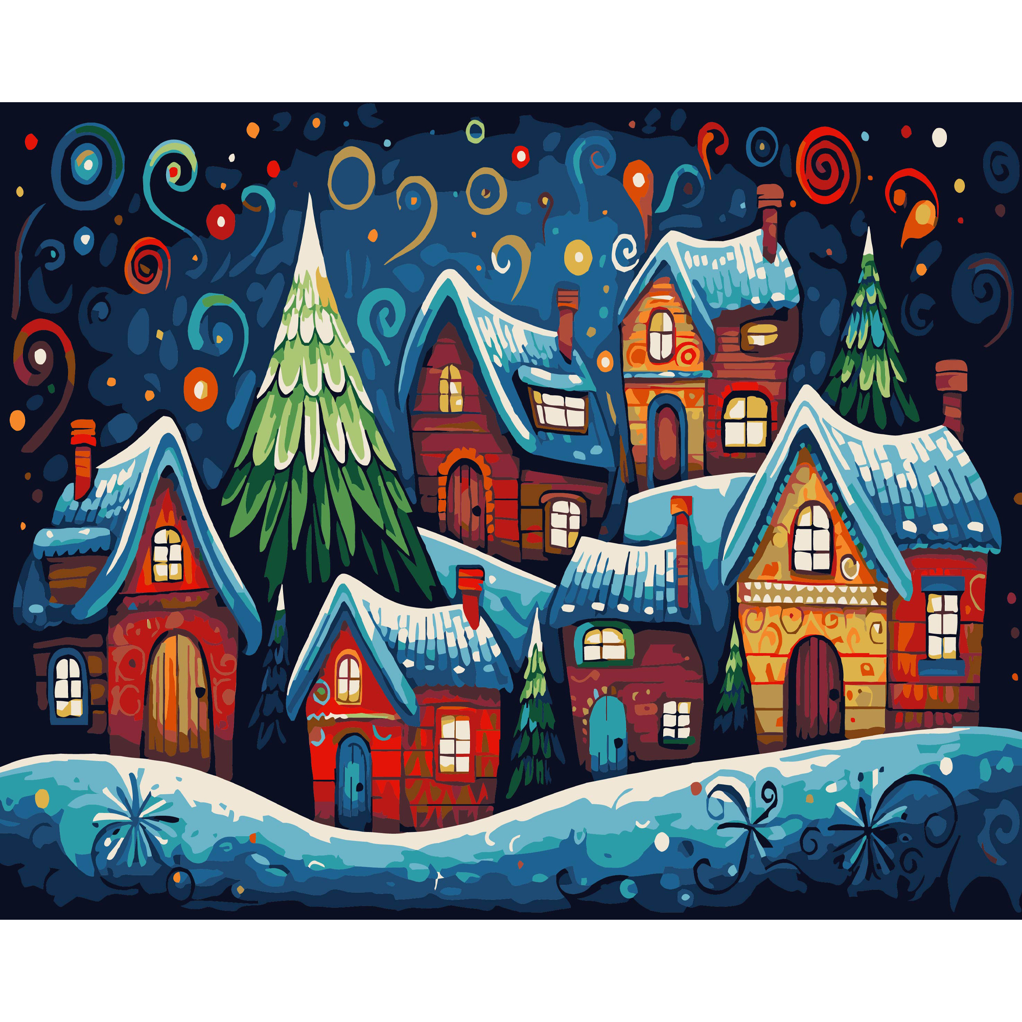 Набор для росписи по номерам 40*50 см "Сказочные домики", VG009, ТМ "Strateg"