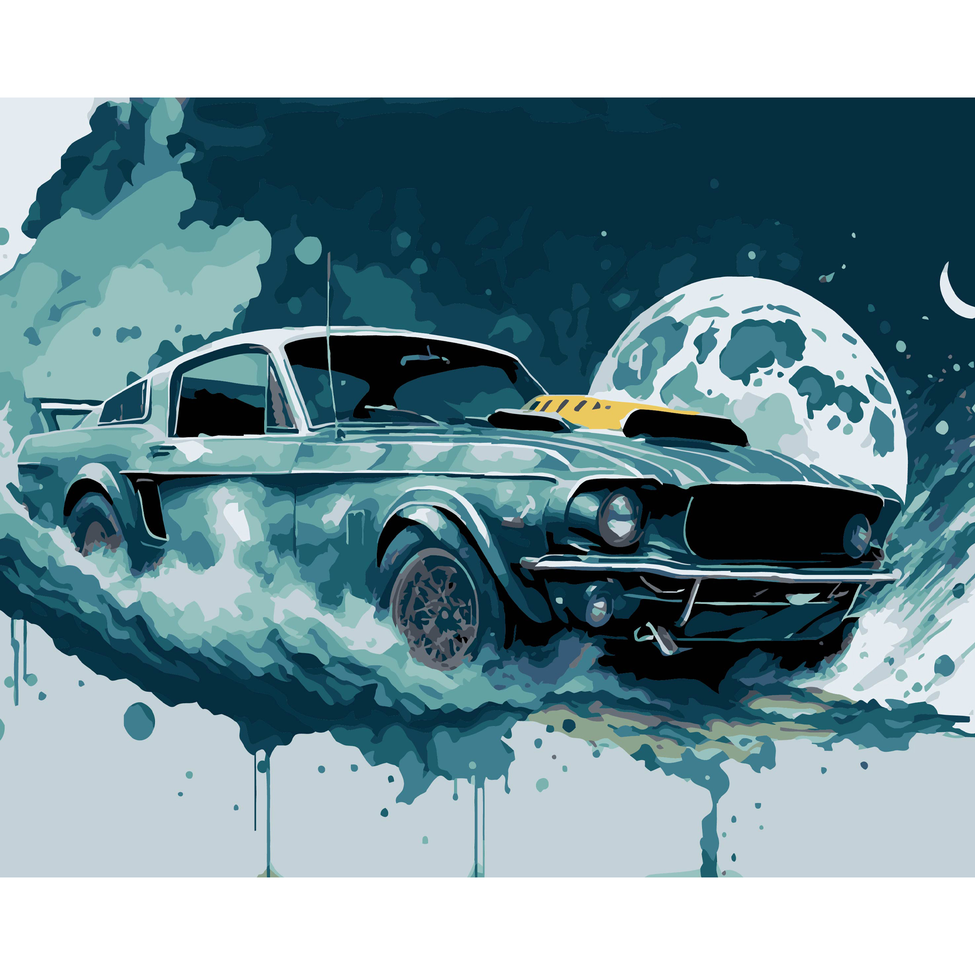 Набор для росписи по номерам 40*50 см "Ночной мустанг" на черном фоне, AH1227-15 ТМ "Strateg"