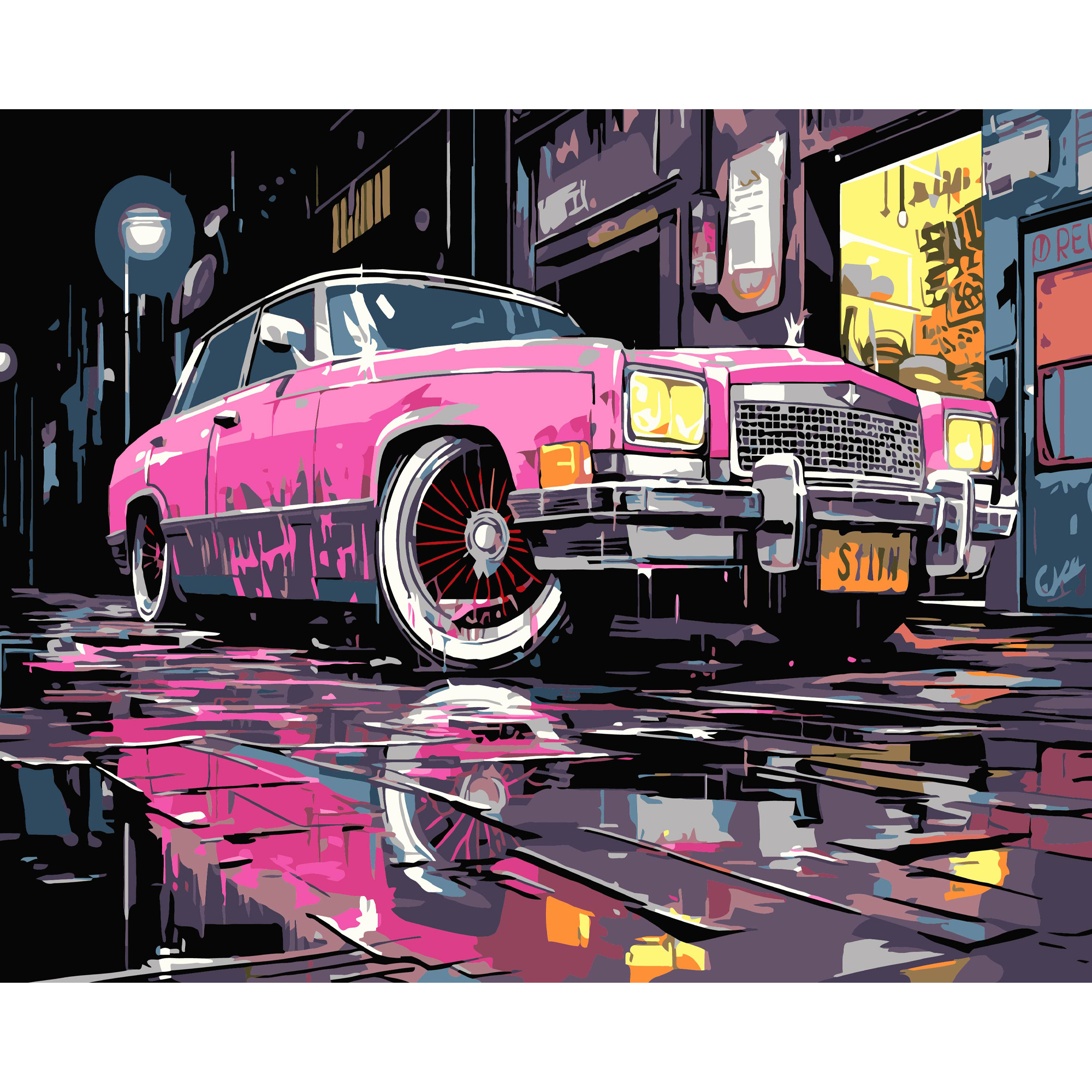 Набір для розпису по номерах 40*50 см "Рожева машина" на чорному фоні, AH1175-17 ТМ "Strateg"