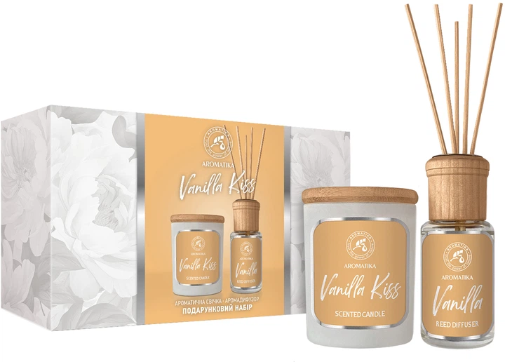 Подарочный набор "Ванильный поцелуй": аромадифузор 50 мл и ароматическая свеча 100 гр