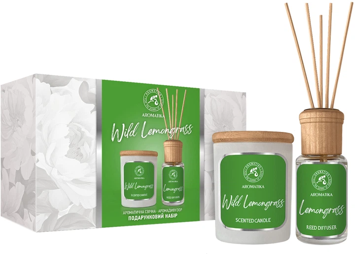 Подарочный набор "Дикий лемонграсс": аромадифузор 50 мл и ароматическая свеча 100 гр