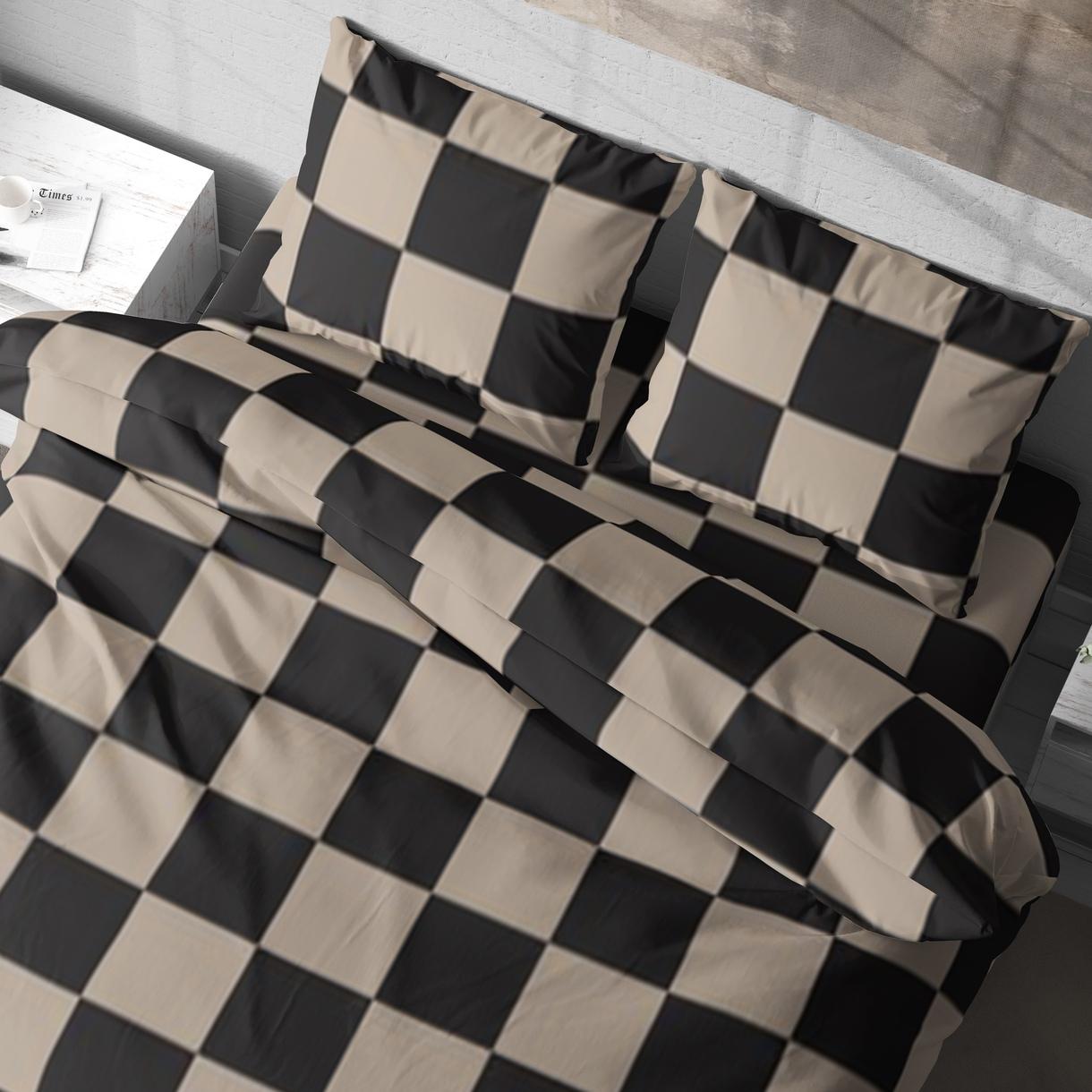 Постельное белье “LeLIT” P-0158,Полисатин,Бежево-Черный,Двуспальный (50/70) 4