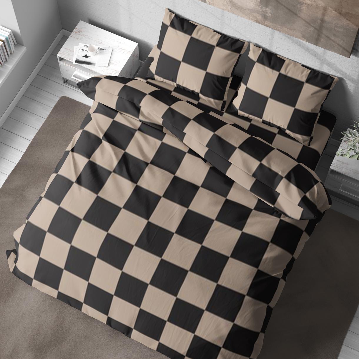 Постельное белье “LeLIT” P-0158,Полисатин,Бежево-Черный,Двуспальный (50/70) 5