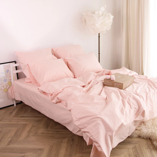 Постельное белье LeLIT, Сатин, Персиковый, Евро, SS-3029 (50/70)