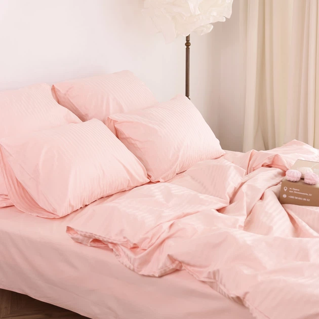 Постельное белье LeLIT, Сатин, Персиковый, Евро, SS-3029 (50/70) 2