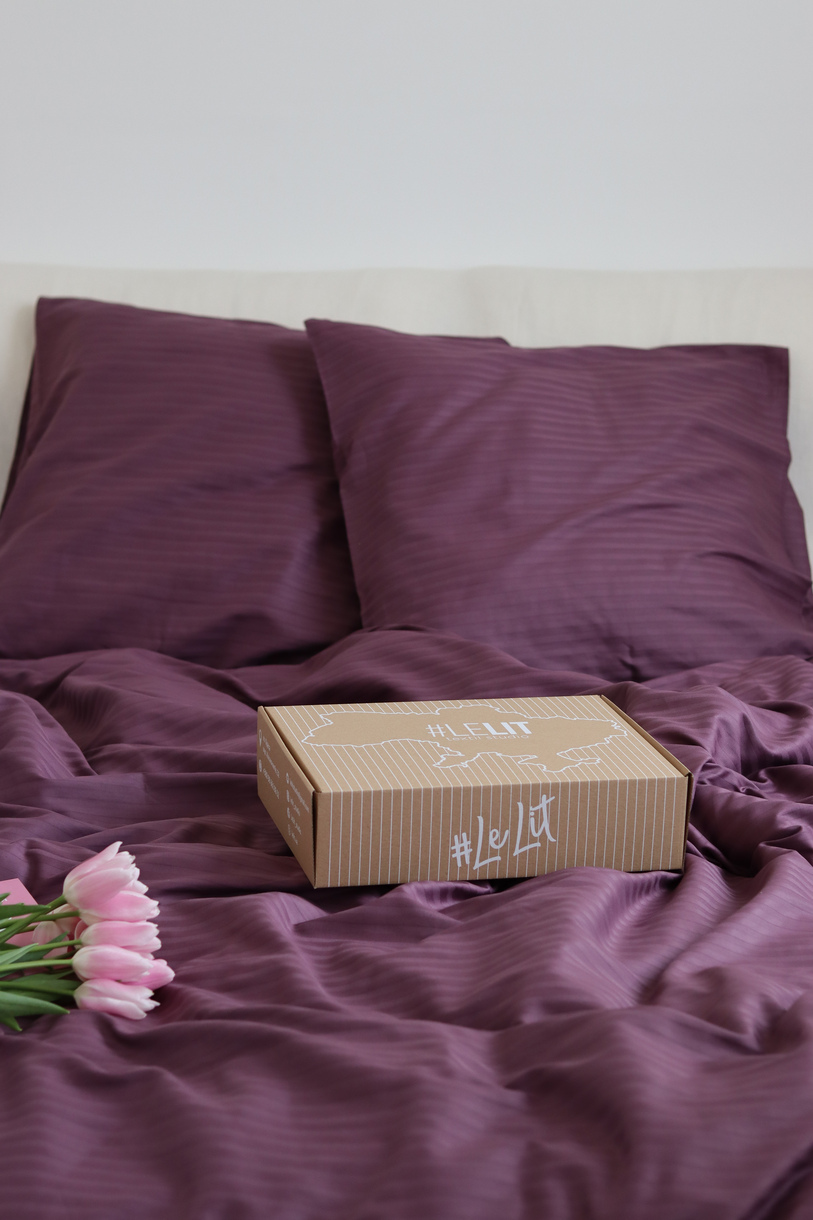 Постельное белье LeLIT, Сатин, Сливовой, Двуспальный, SS-3020 (50/70) 1