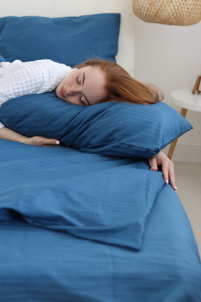 Постельное белье LeLIT, Сатин, Темно-Синий, Двуспальный, SS-3022 (50/70) 1