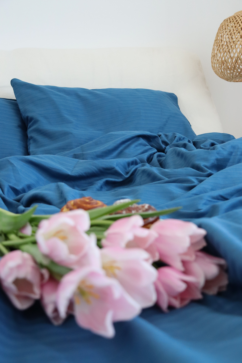 Постельное белье LeLIT, Сатин, Темно-Синий, Евро, SS-3022 (50/70) 2