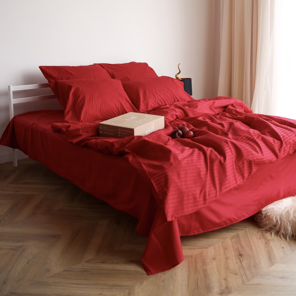 Постельное белье LeLIT, Сатин, Красный, Евро, SS-3031 (50/70) 3