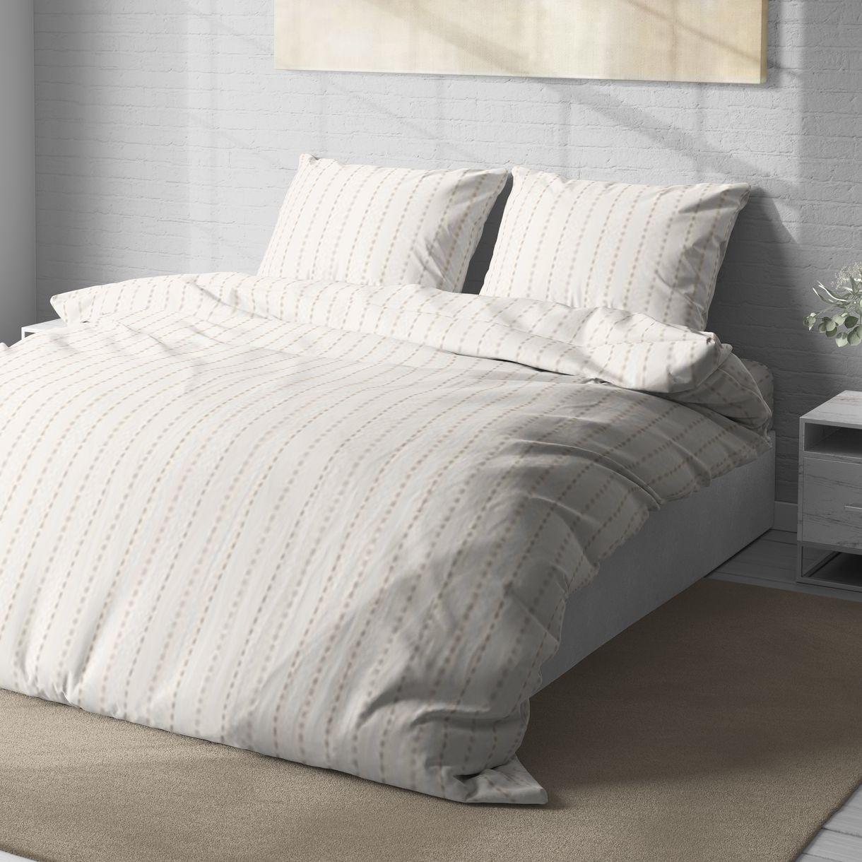 Постельное белье “LeLIT”,Полисатин,Молочный,Двухспальный P-0162 (50/70) 2