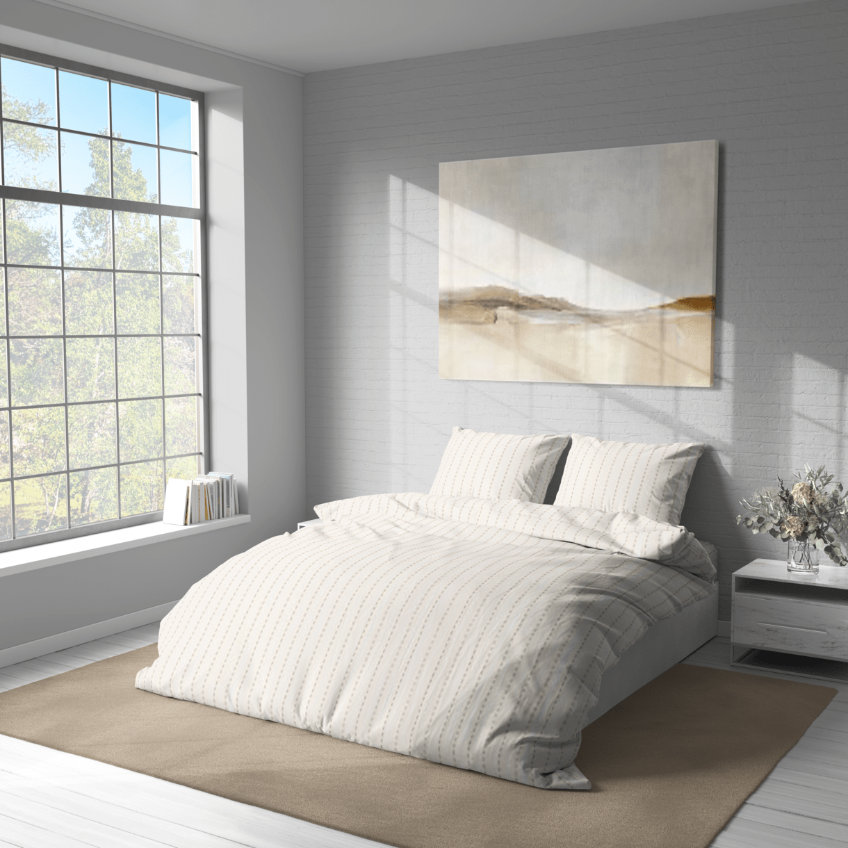 Постельное белье “LeLIT”,Полисатин,Молочный,Двухспальный P-0162 (50/70) 3