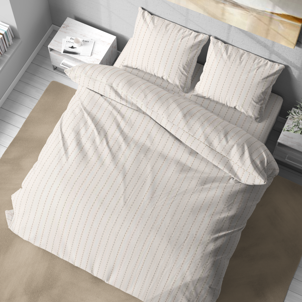 Постельное белье “LeLIT”,Полисатин,Молочный,Двухспальный P-0162 (50/70) 4