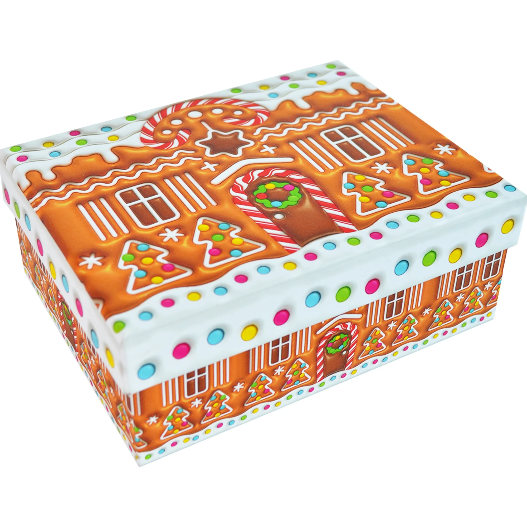 Подарункова коробка прямокутна НР, "Різдвяний пряничний будиночок", 22*15*11,5 cм 1103406403 1