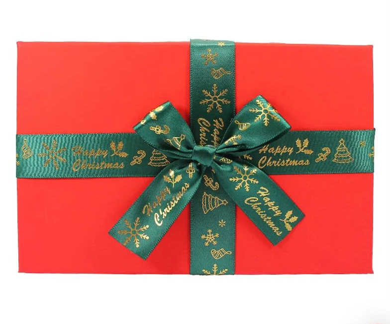 Подарункова коробка прямокутна НР, зелено-червона з бантом, 19*12*6,5 см, 1103139601 1