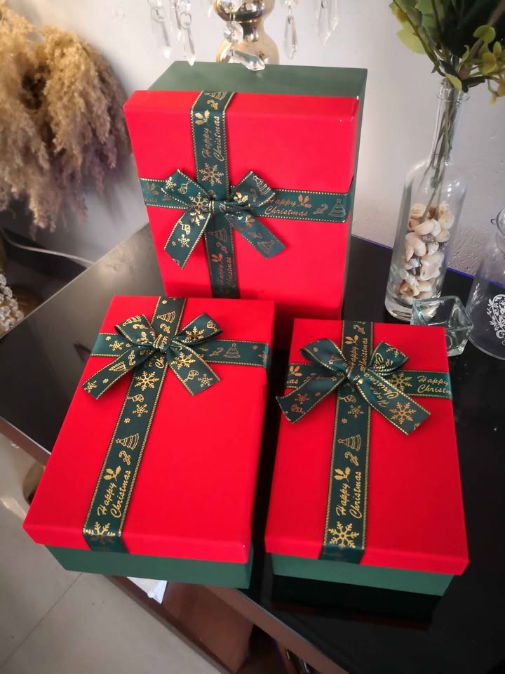 Подарункова коробка прямокутна НР, зелено-червона з бантом, 23*16*9,5 см, 1103139603 3