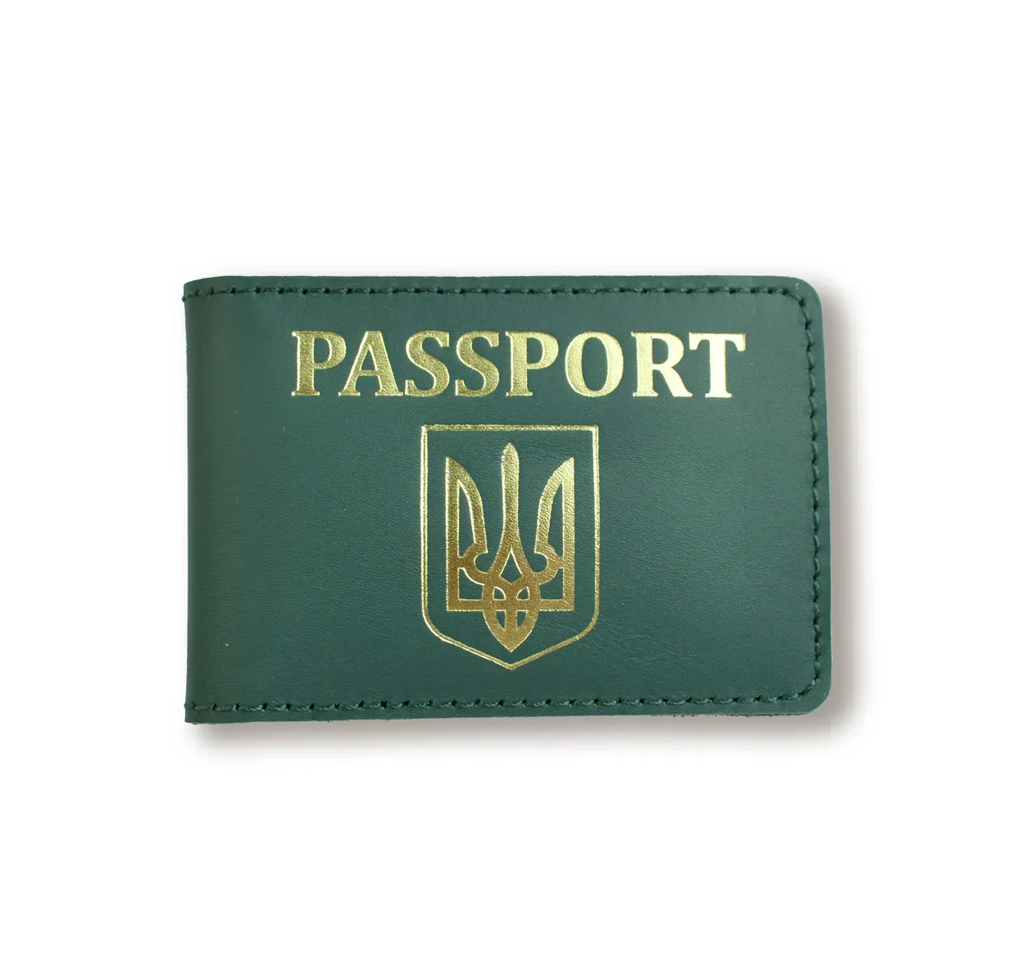 Обложка для ID-карты PASSPORT с гербом (зеленая, золотая тиснение)