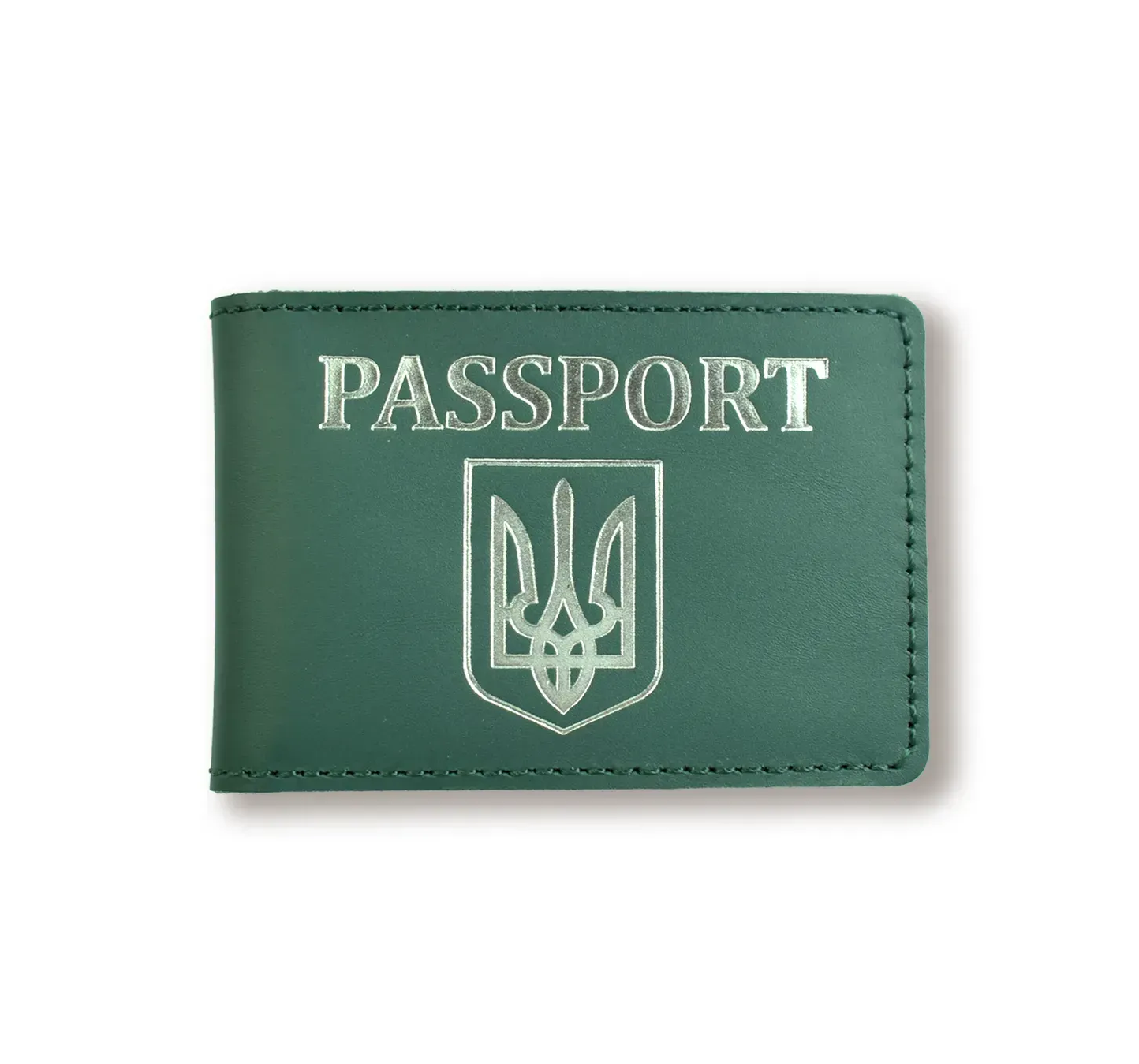 Обложка для ID-карты PASSPORT с гербом (зеленое, серебряное тиснение)