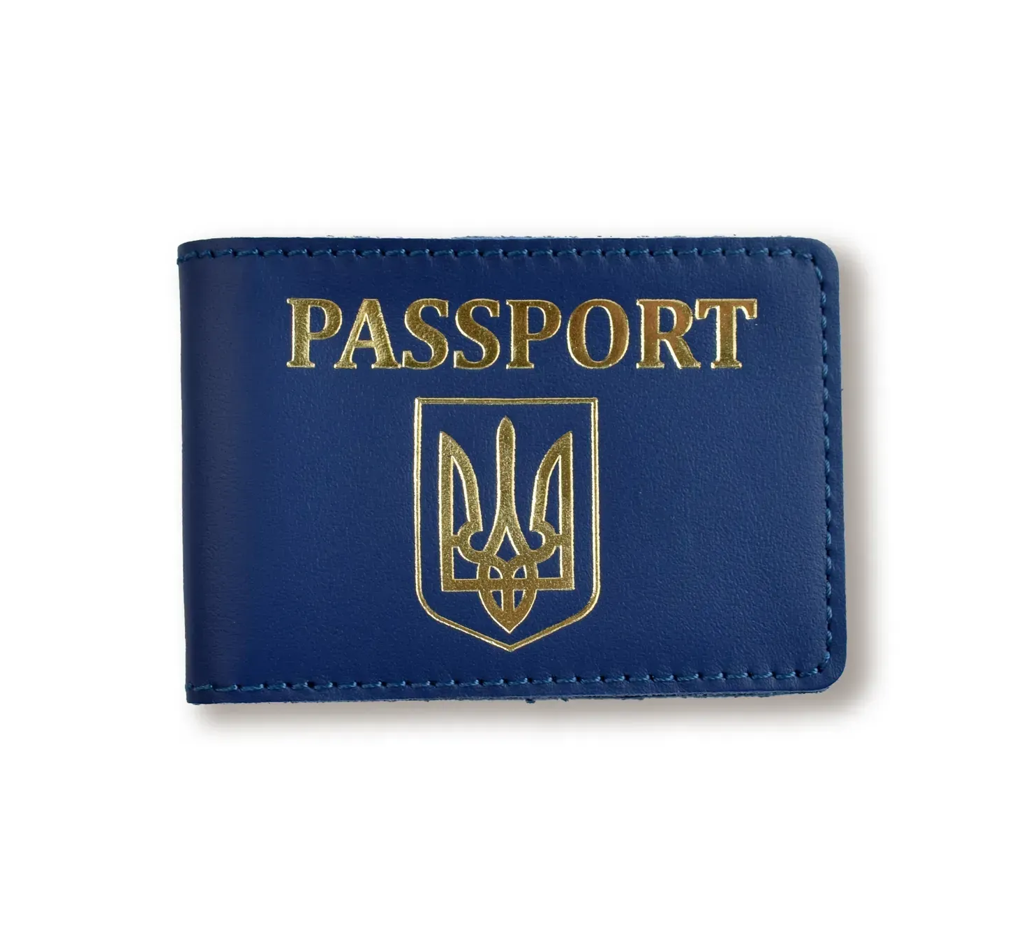 Обложка для ID-карты PASSPORT с гербом (синяя, золотая тиснение)